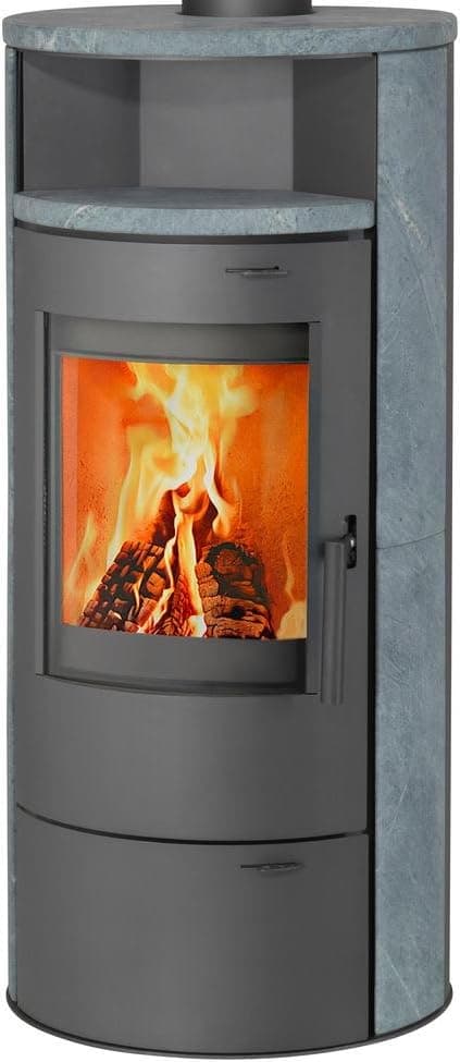 THERMIA Kaminofen München, Naturstein, 7 kW, Dauerbrand, Automatik grau