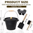 BRIAN & DANY Ascheeimer mit Deckel, Runder Kohleeimer für Kamine, 5L Eimer mit Schaufel und Handbesen, Werkzeugset Zubehör für Kamin, Feuerstelle, Holzofen 2
