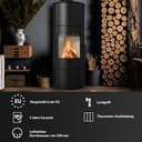 KRATKI Kaminofen aus Stahl Rollo bereit Satz Ø 150 7 kW mit Raumluftunabhängig, Blass Verkleidung, freistehend, BImSchV 2, Staubauslass, 150 mm, EEK A Kaminofen HKI 3