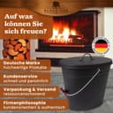 BLACK OAK Ascheeimer Vesuvio 15L – schwarz oval mit Deckel - groß 15 Liter - Stahl feuerfest verzinkt & pulverbeschichtet Asche & Kohle Eimer ideales Zubehör für Kamin Kachelofen Holzofen 7