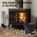 BRIAN & DANY Ascheeimer mit Deckel, Runder Kohleeimer für Kamine, 5L Eimer mit Schaufel und Handbesen, Werkzeugset Zubehör für Kamin, Feuerstelle, Holzofen 7