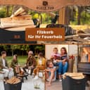 BLACK OAK Montana XL 60L Filzkorb & Holzkorb für Kaminholz - Leder Applikation + rutschfeste Griffe + Fronttasche extra groß - Filz Tasche Korb für Holz faltbar Transport & Aufbewahrung dunkelgrau 5