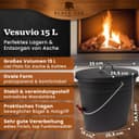 BLACK OAK Ascheeimer Vesuvio 15L – schwarz oval mit Deckel - groß 15 Liter - Stahl feuerfest verzinkt & pulverbeschichtet Asche & Kohle Eimer ideales Zubehör für Kamin Kachelofen Holzofen 2