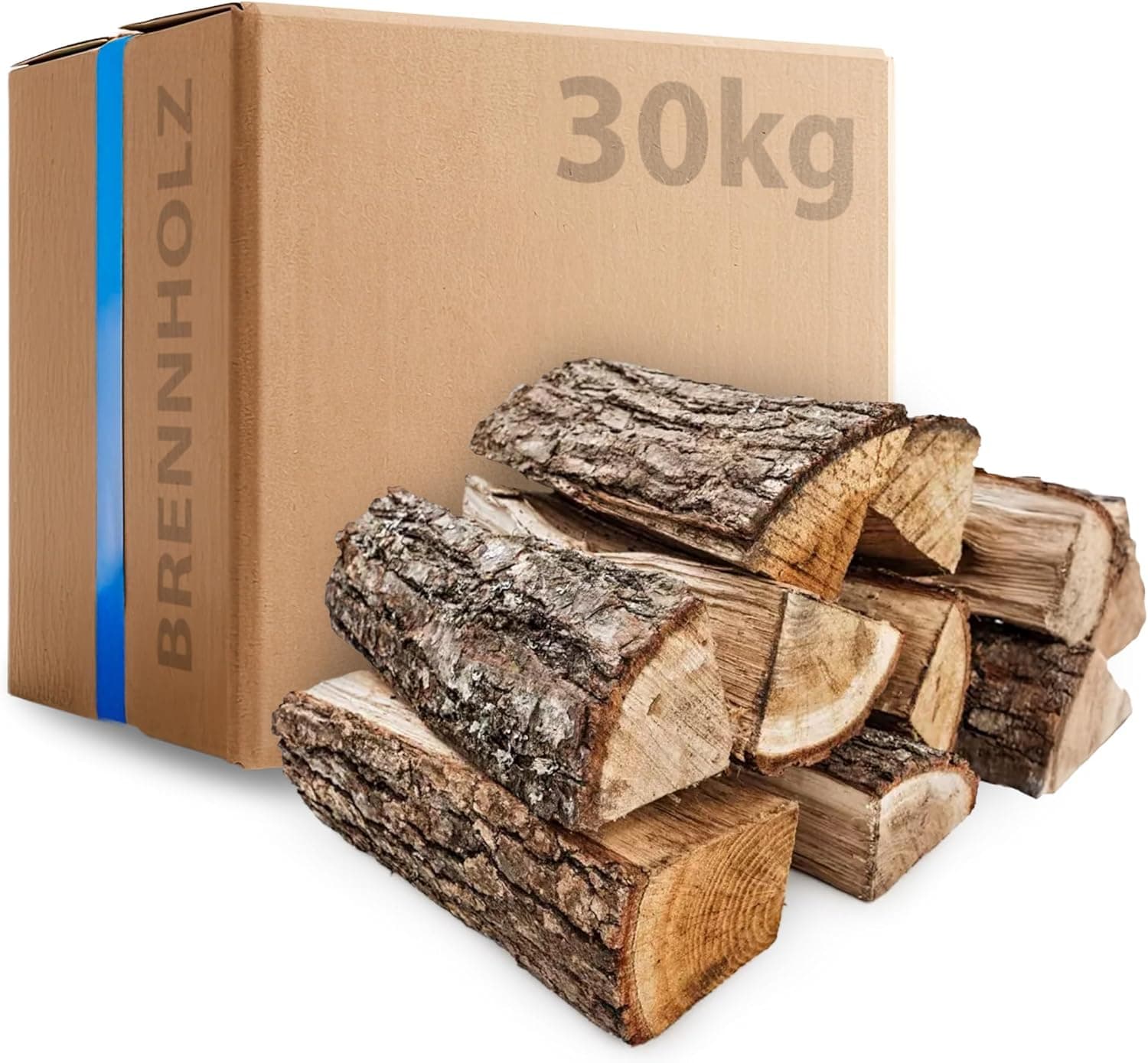 30kg Eichen Brennholz - Kammergetrocknetes Feuerholz 30cm Scheite für Kamin, Ofen & Feuerschale - 100% Naturholz, Hoher Brennwert, Raucharm, Ideal für Grill, Lagerfeuer, Smoker & Dekoration