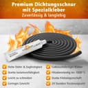 KAMINAT Ofen Dichtschnur - 2,5m Dichtschnur für Kaminofen - Feuerfestes Kamin Dichtband & Ofenrohr Dichtung - Hochwertige Kamin Dichtungsschnur inkl. Kleber - Dichtschnur Kaminofen Ø 6mm Breite 4