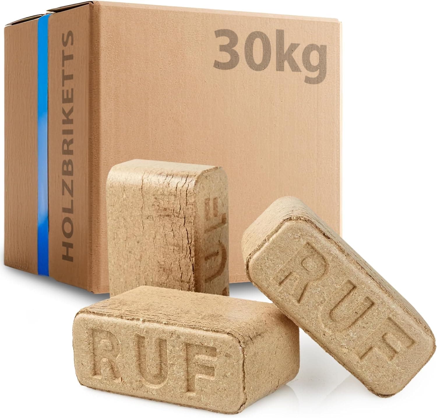 30kg RUF Hartholz Briketts Buche & Eiche Holz - Nachhaltige Holzbriketts ohne Bindemittel, ohne chemische Zusätze, CO2-neutral, hohe Wärmeleistung, für Kamin, Kachelofen, Ofen, Grill und Feuerschalen