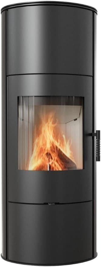 KRATKI Kaminofen aus Stahl Rollo bereit Satz Ø 150 7 kW mit Raumluftunabhängig, Blass Verkleidung, freistehend, BImSchV 2, Staubauslass, 150 mm, EEK A Kaminofen HKI