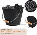 BRIAN & DANY Ascheeimer mit Deckel, Runder Kohleeimer für Kamine, 5L Eimer mit Schaufel und Handbesen, Werkzeugset Zubehör für Kamin, Feuerstelle, Holzofen 4