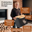 BLACK OAK Montana XL 60L Filzkorb & Holzkorb für Kaminholz - Leder Applikation + rutschfeste Griffe + Fronttasche extra groß - Filz Tasche Korb für Holz faltbar Transport & Aufbewahrung dunkelgrau 3