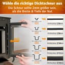 KAMINAT Ofen Dichtschnur - 2,5m Dichtschnur für Kaminofen - Feuerfestes Kamin Dichtband & Ofenrohr Dichtung - Hochwertige Kamin Dichtungsschnur inkl. Kleber - Dichtschnur Kaminofen Ø 6mm Breite 5