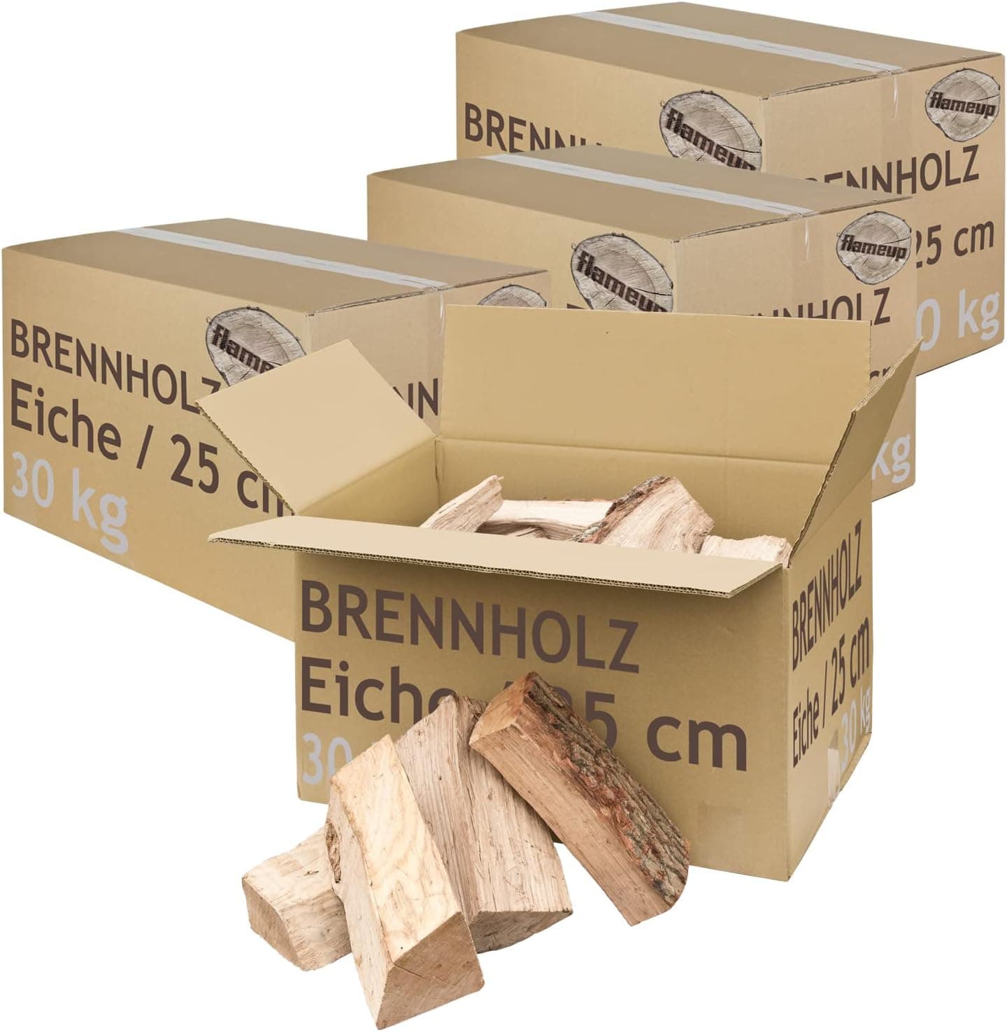 Brennholz Kaminholz Holz Eiche 120 kg Für Ofen und Kamin Kaminofen Feuerschale Grill Feuerholz Holzscheite Wood 25 cm kammergetrocknet flameup