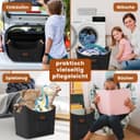 BLACK OAK Montana XL 60L Filzkorb & Holzkorb für Kaminholz - Leder Applikation + rutschfeste Griffe + Fronttasche extra groß - Filz Tasche Korb für Holz faltbar Transport & Aufbewahrung dunkelgrau 6