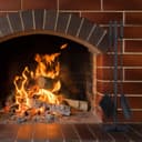 Relaxdays Kaminbesteck, 4-teilige Kamingarnitur mit Schaufel, Besen, Schürhaken & Halter, Ofenbesteck modern, schwarz, 61 x 15 x 15 cm 3