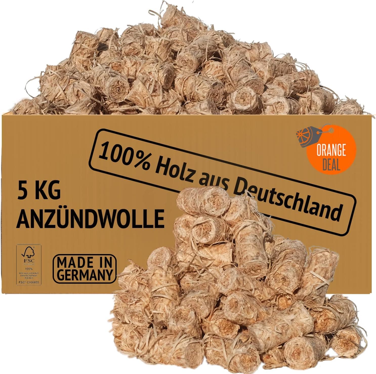 Anzünder Holzwolle 5kg (ca. 400 Stück), Kaminanzünder, Grillanzünder, Anzündwolle, Ofenanzünder, Feueranzünder, Holzwolle Anzünder, Grill Anzünder, Holzanzünder, Anzünder Kamin, auch in 2kg und 10kg.