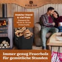 BLACK OAK Montana XL 60L Filzkorb & Holzkorb für Kaminholz - Leder Applikation + rutschfeste Griffe + Fronttasche extra groß - Filz Tasche Korb für Holz faltbar Transport & Aufbewahrung dunkelgrau 4
