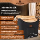 BLACK OAK Montana XL 60L Filzkorb & Holzkorb für Kaminholz - Leder Applikation + rutschfeste Griffe + Fronttasche extra groß - Filz Tasche Korb für Holz faltbar Transport & Aufbewahrung dunkelgrau 2