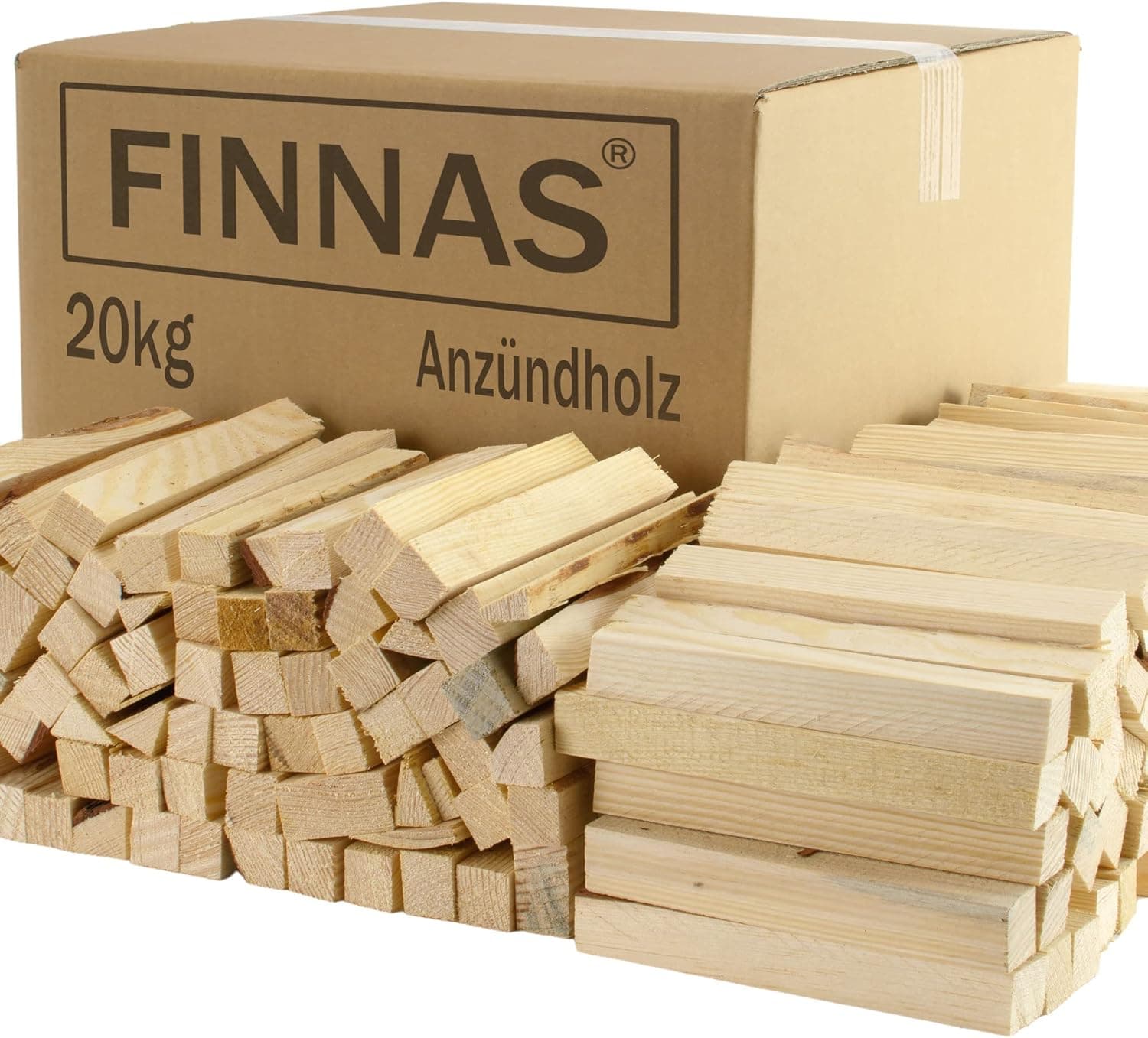 FINNAS 20kg Anfeuerholz Anzündholz Anmachholz Brennholz Kaminholz Kaminscheit Span Smoker Grill BBQ Ofenfertig trocken Holzstücke Feuerschale Lagerfeuer