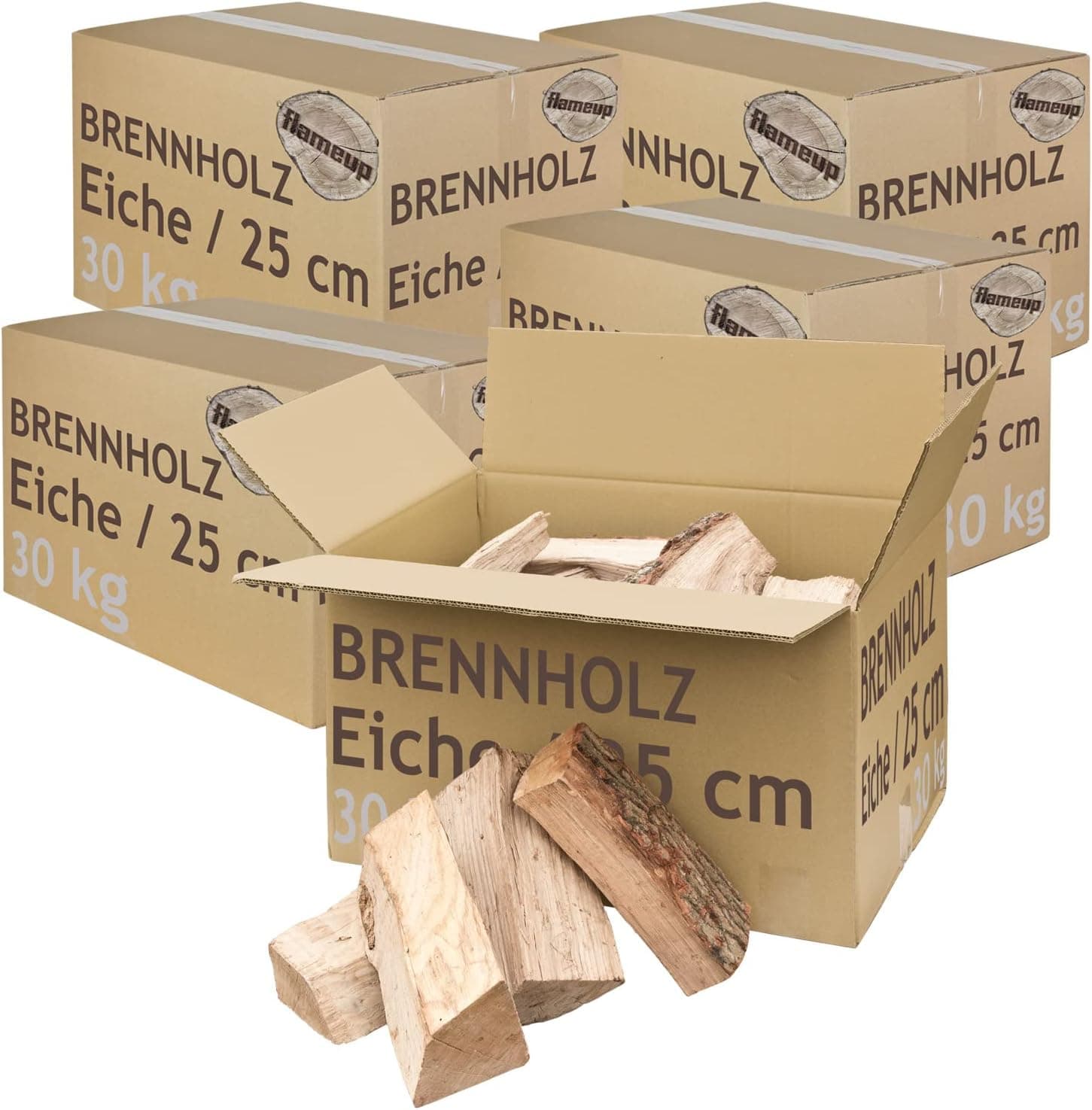 Brennholz Kaminholz Holz Eiche 150 kg Für Ofen und Kamin Kaminofen Feuerschale Grill Feuerholz Holzscheite Wood 25 cm kammergetrocknet flameup