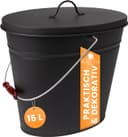 BLACK OAK Ascheeimer Vesuvio 15L – schwarz oval mit Deckel - groß 15 Liter - Stahl feuerfest verzinkt & pulverbeschichtet Asche & Kohle Eimer ideales Zubehör für Kamin Kachelofen Holzofen 1